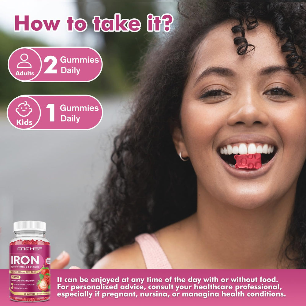 CNCHEF iron gummies travel pack ideal for on-the-go wellness.