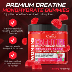 CNFHDI Creatine Gummies cherry flavor close-up, tasty vegan daily option.
