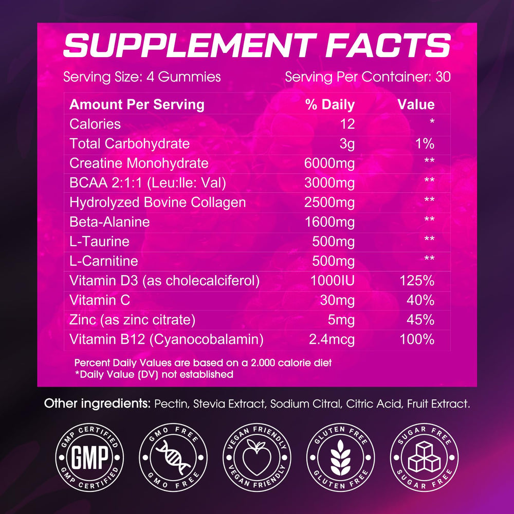 CNFHDI Creatine Monohydrate Gummies vegan-label highlights plant-based formula.