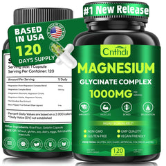 CNFHDI Magnesium Glycinate Complex bottle with capsules for daily calm and energy.