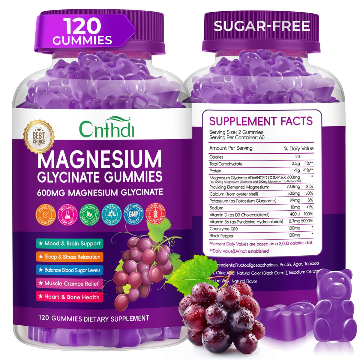 CNFHDI Magnesium Glycinate Gummies bottle for daily balance