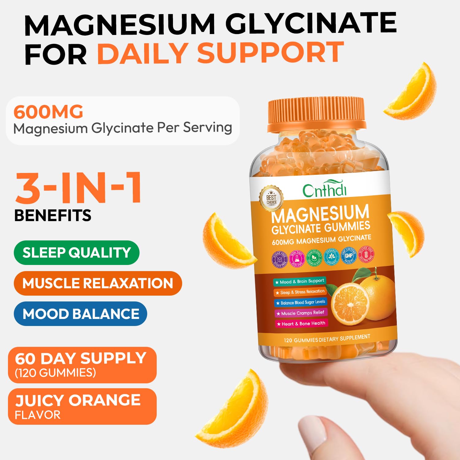 CNFHDI bottle with two gummies per day for routine use