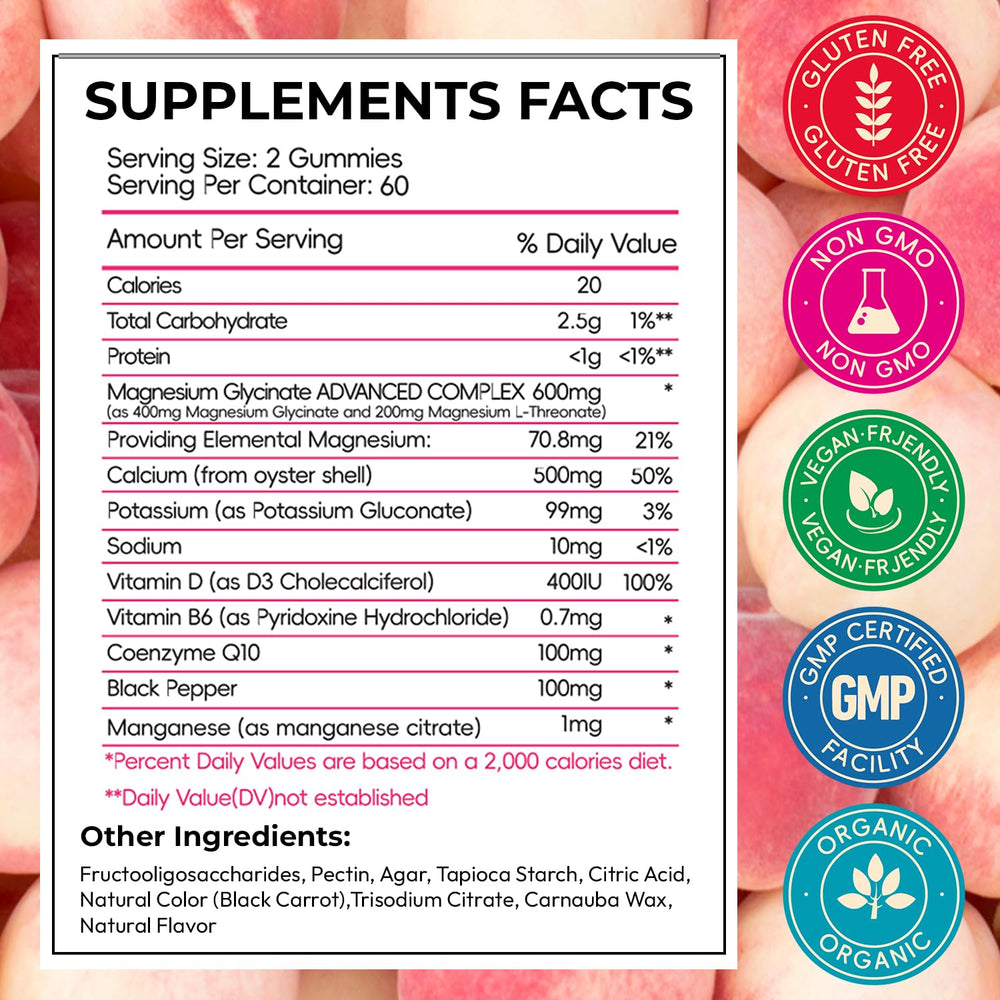 CNFHDI gummies close-up showing peach flavor and chewier texture.