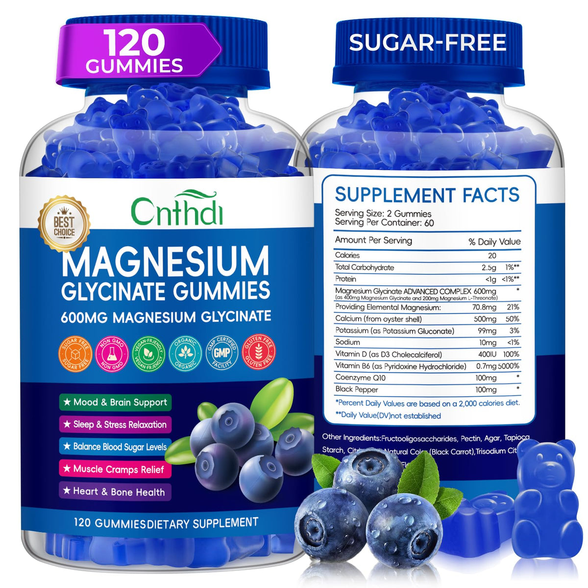 CNFHDI Magnesium Glycinate Gummies bottle for convenient nightly relaxation support.