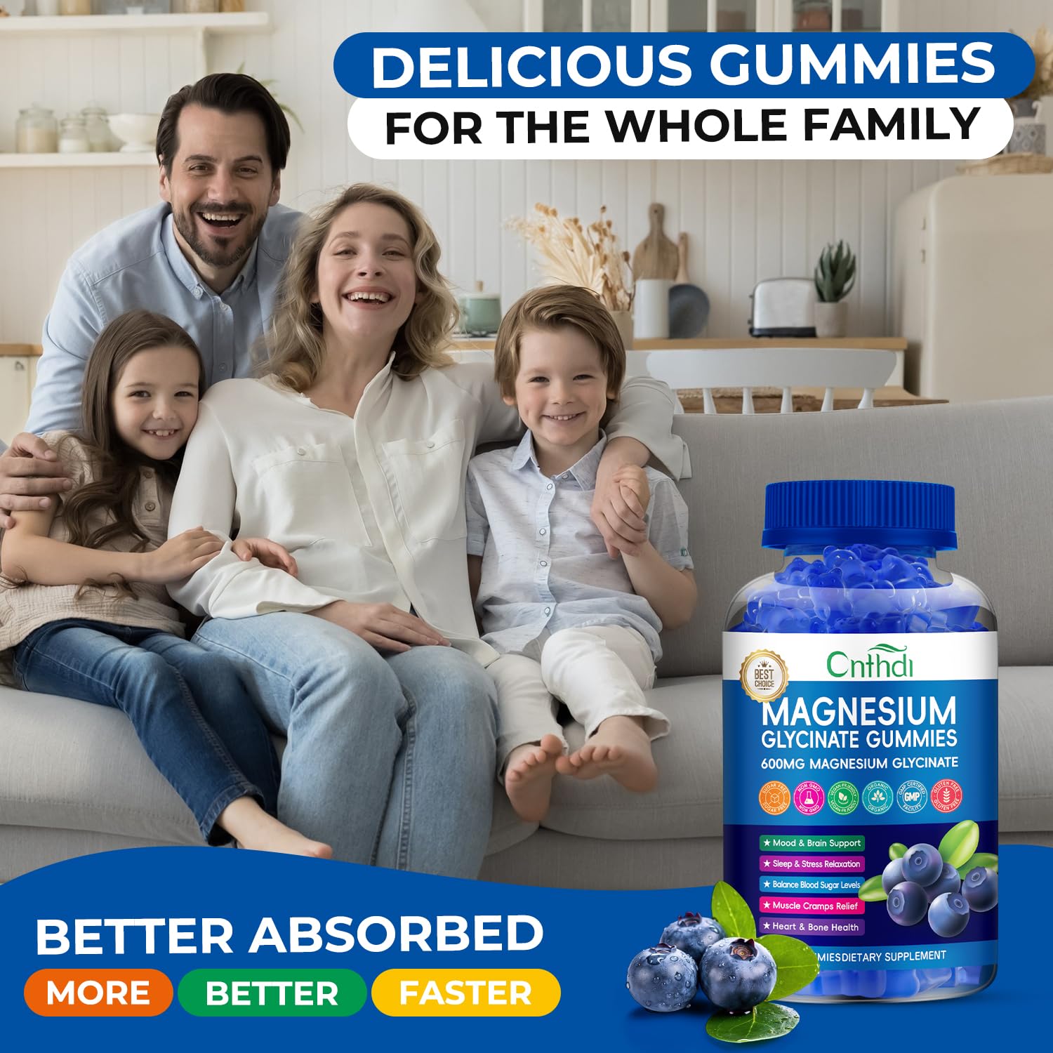 CNFHDI Magnesium Glycinate Gummies kid-friendly packaging encourages family daytime wellness.