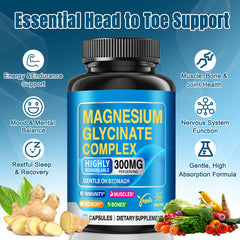 CNFHDI magnesium glycinate capsules closeup emphasizing gentle stomach-friendly delivery