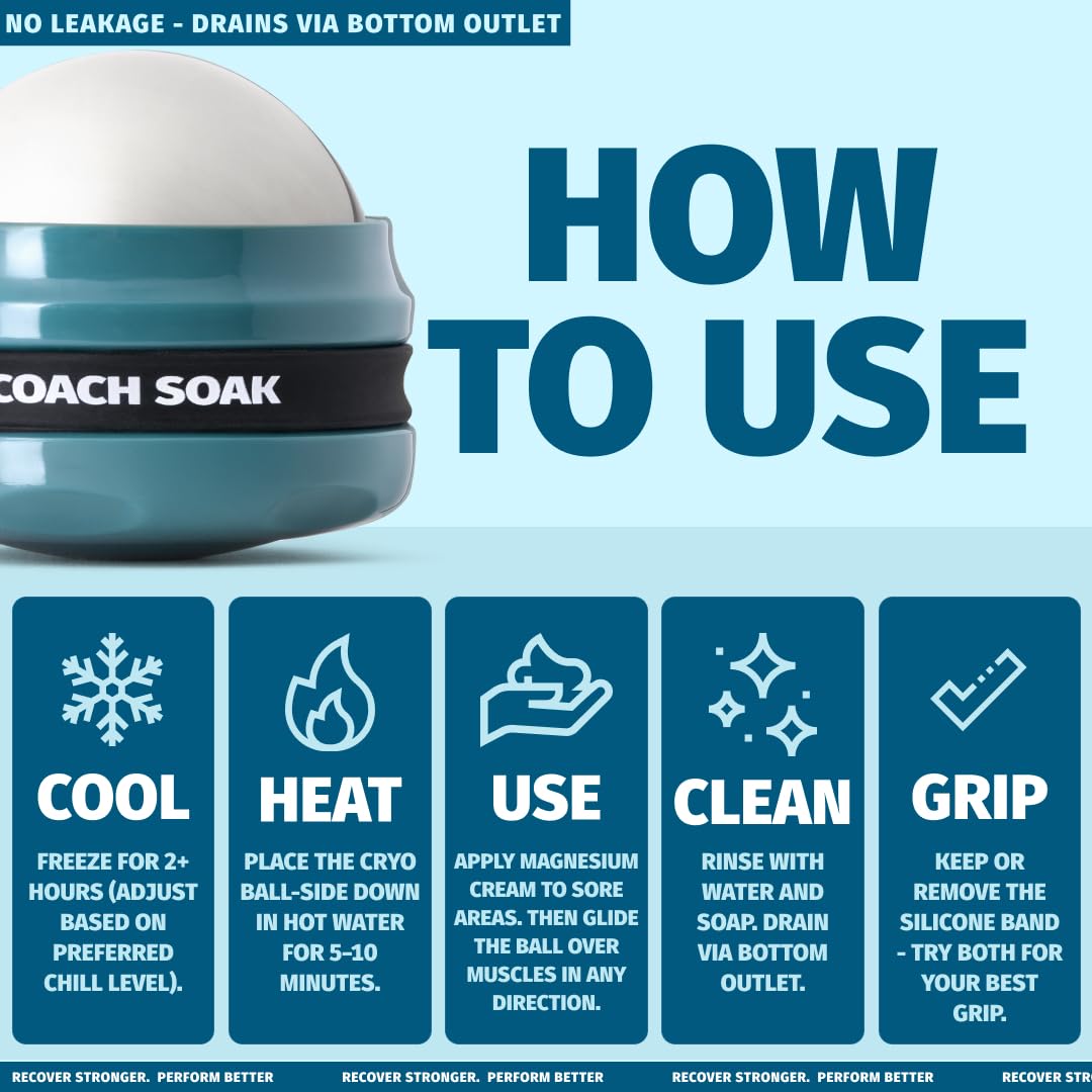 Coach Soak compact handheld design fits easily in small spaces at home or gym.