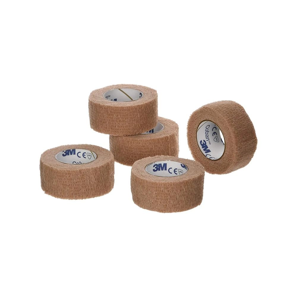 Coban self-adherent tan wrap securing dressings without clips