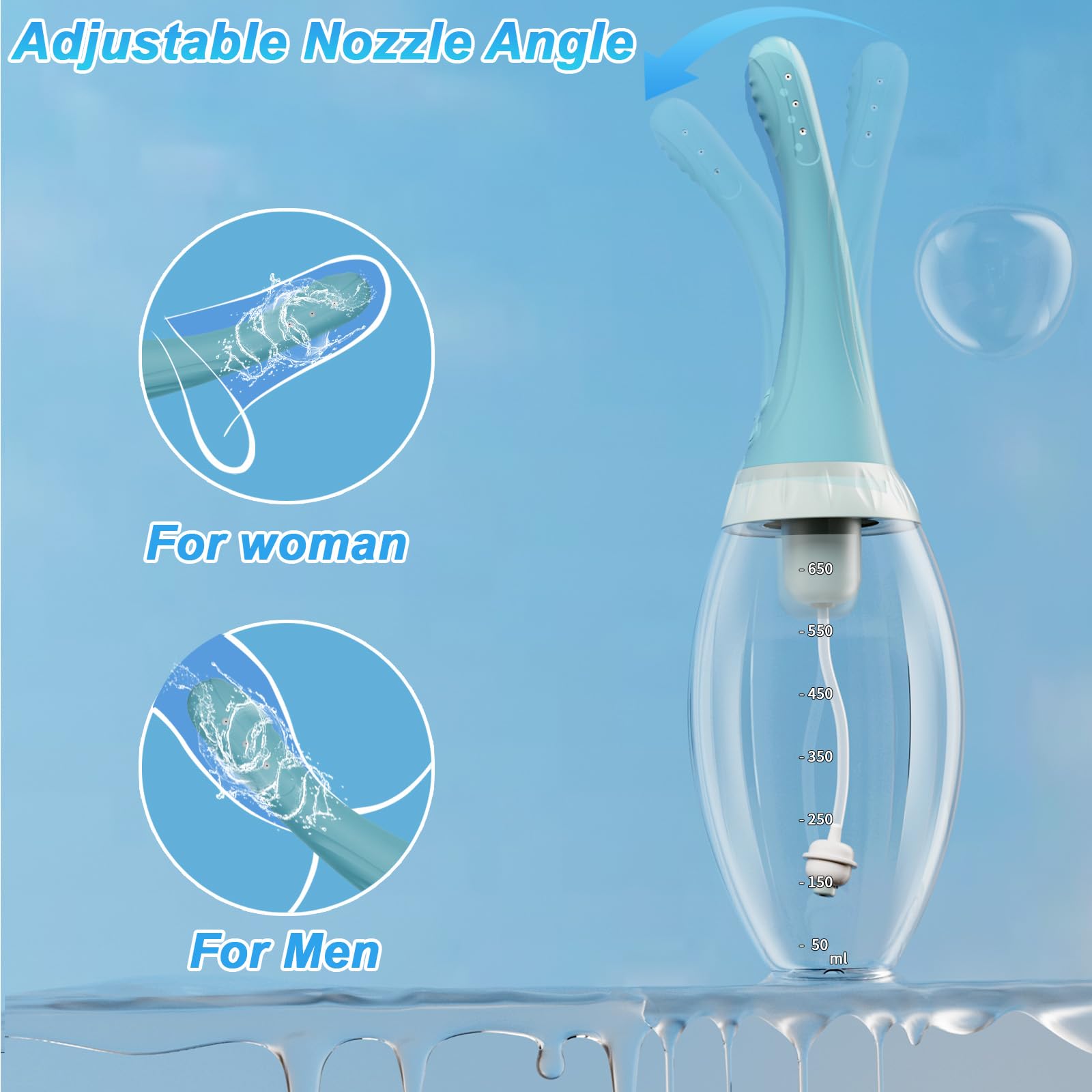 Cocenissy Adjustable Nozzle image demonstrates curved design to fit anatomical pathways with smoother entry.