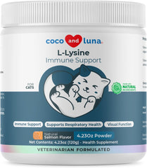 Coco and Luna L-Lysine bottle pour shows easy daily serving for cats.