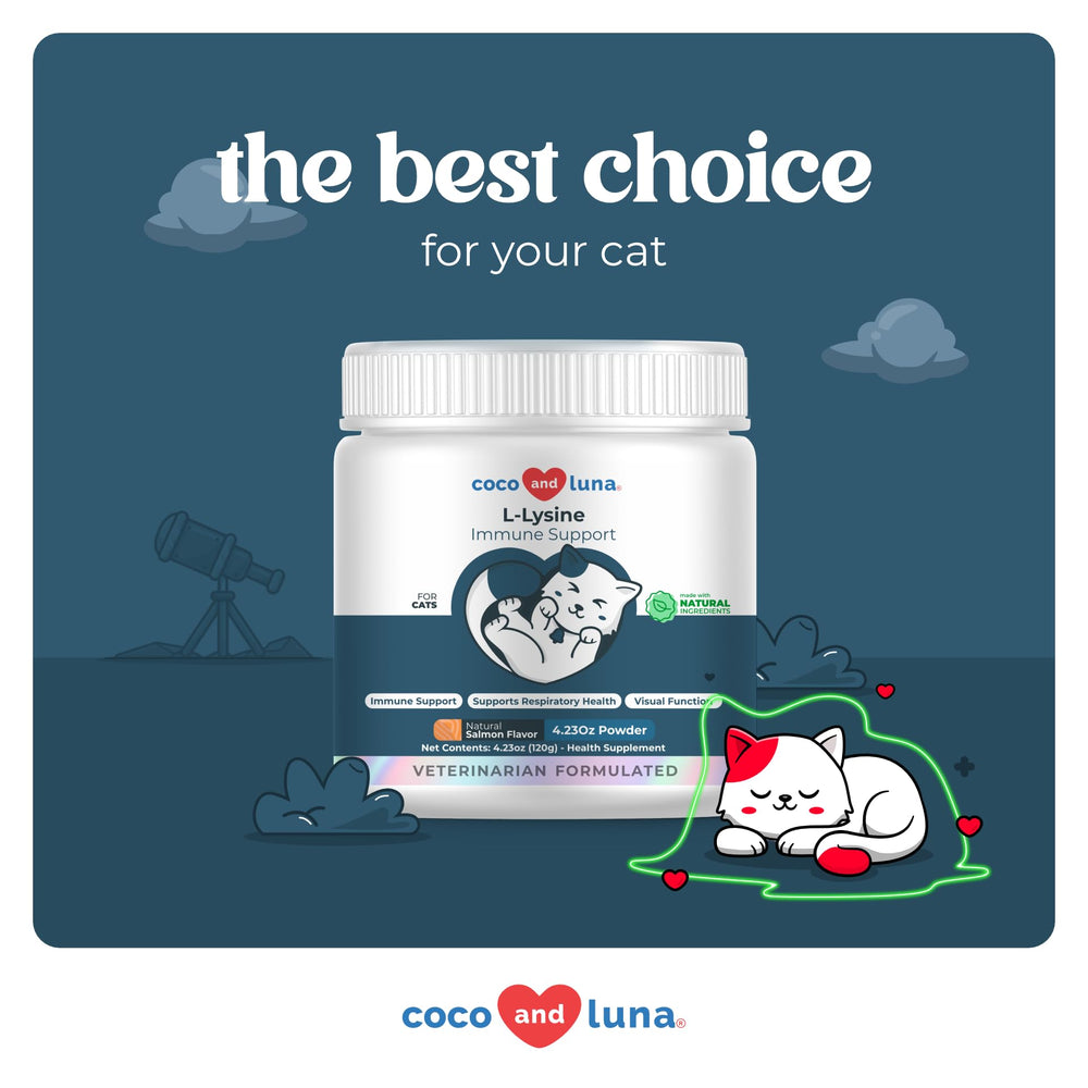 Coco and Luna L-Lysine produced in a USA facility for quality assurance.