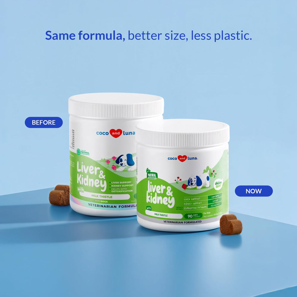 Coco and Luna Milk Thistle for Dogs chews front view supports liver and kidney health.