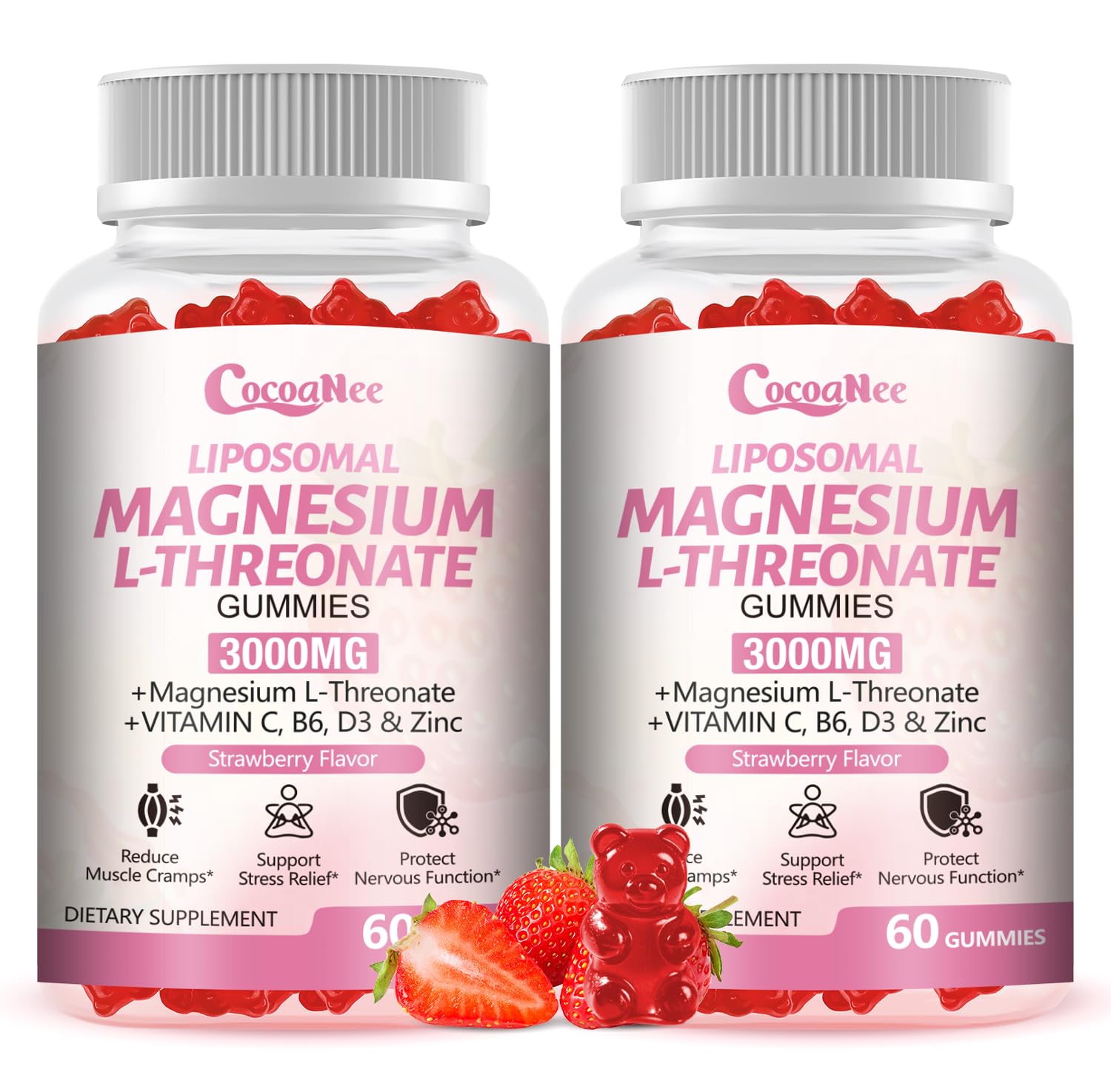 CocoaNee 3000mg Liposomal Magnesium Threonate bottle for high-absorption daily support.