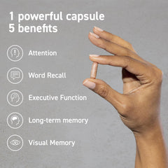 CocoaVia bottle pour memory focus demonstrates a convenient one-capsule-per-day routine.