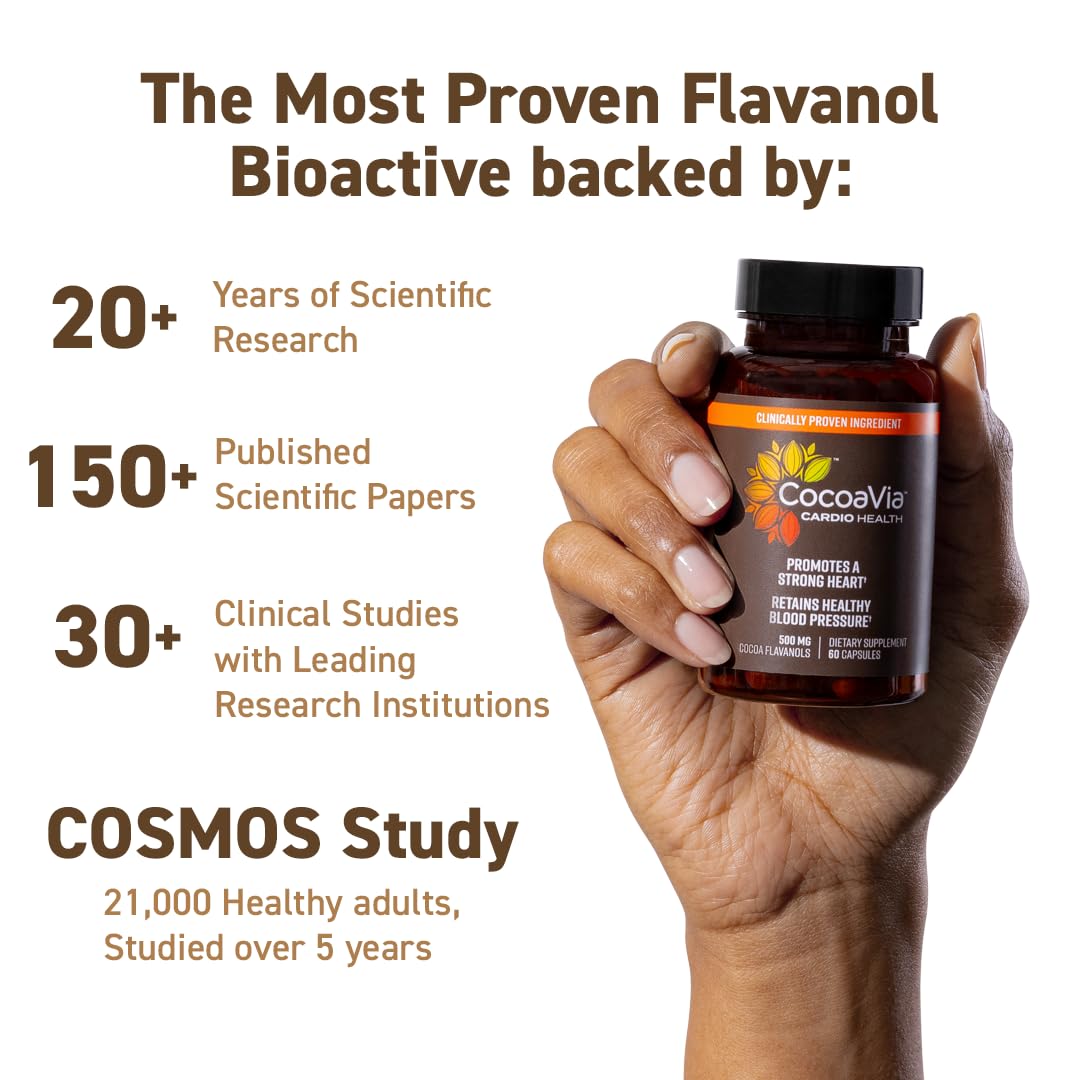 Lifestyle shot of CocoaVia product with dark chocolate accents and calm mood.