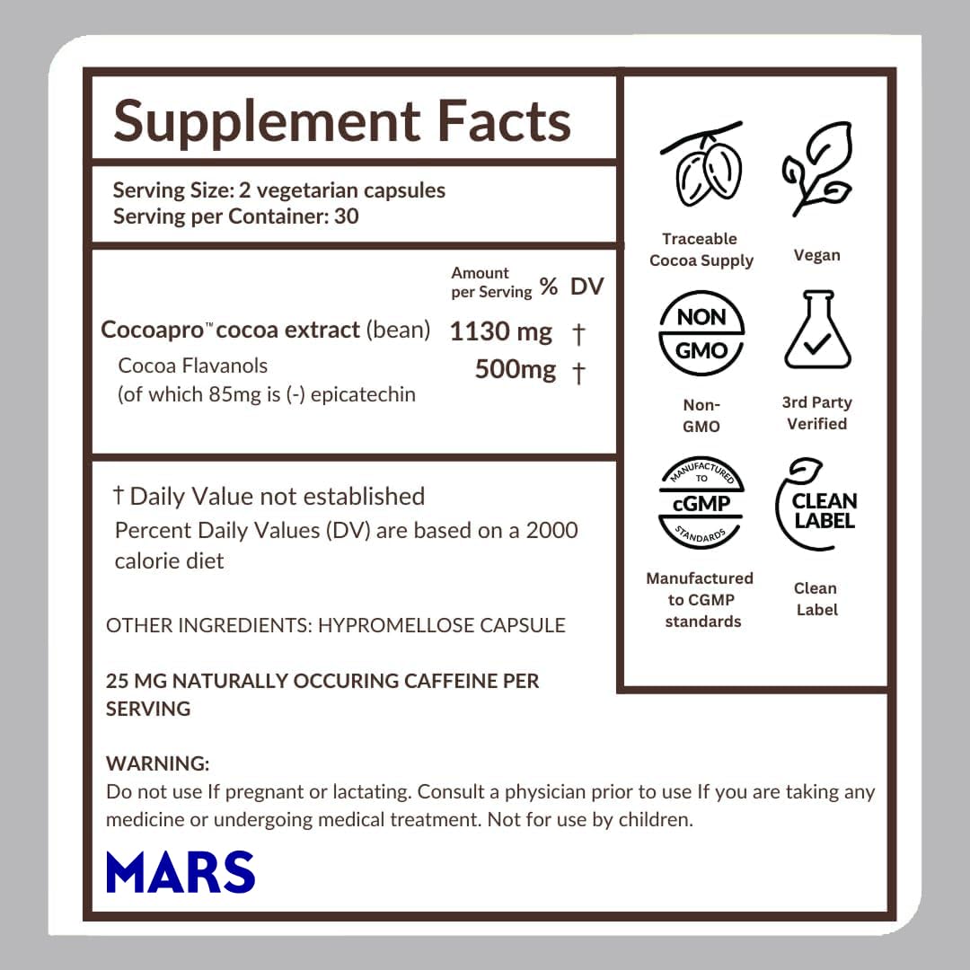 CocoaVia Cardio vegan capsules as plant-based supplement.