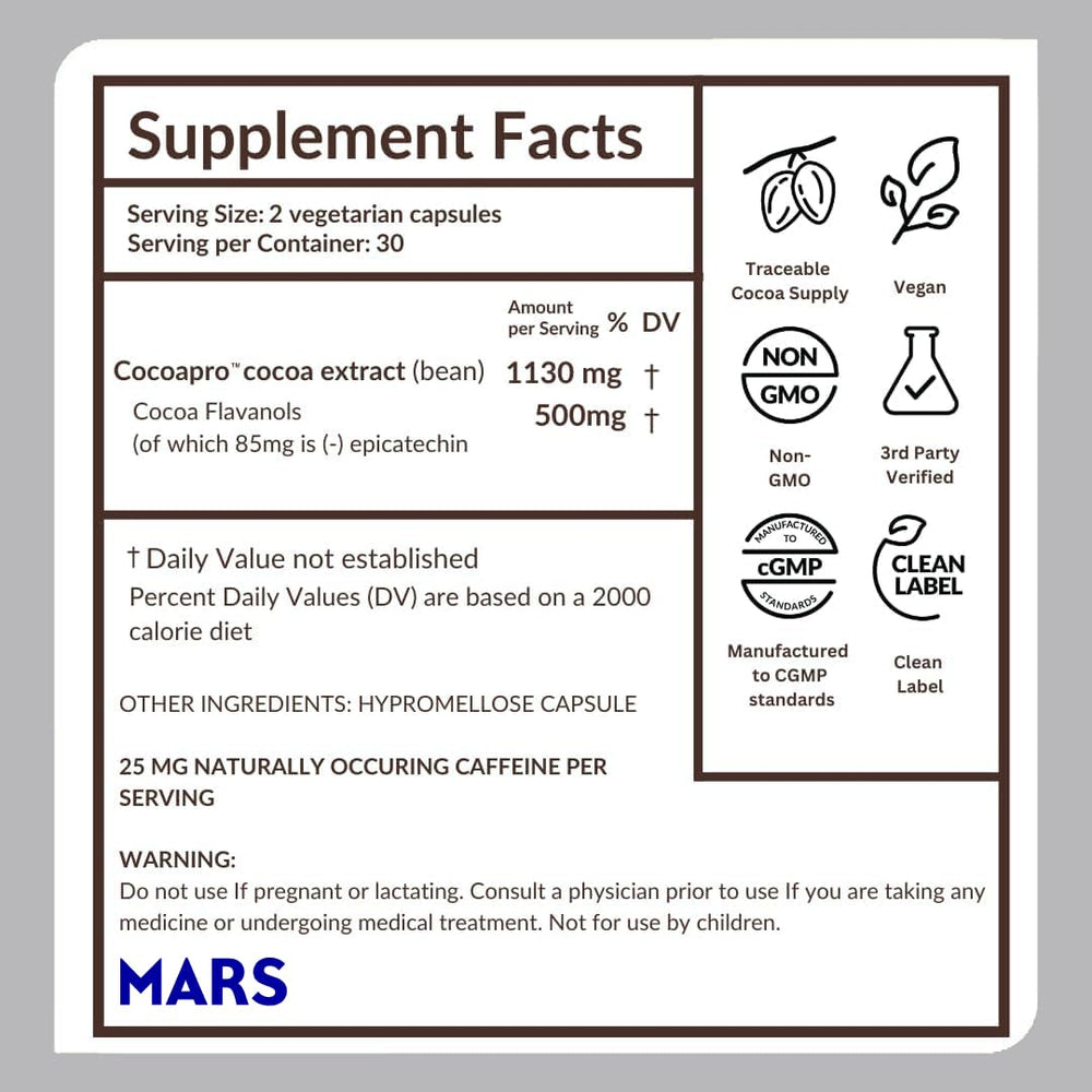 CocoaVia Cardio vegan capsules as plant-based supplement.