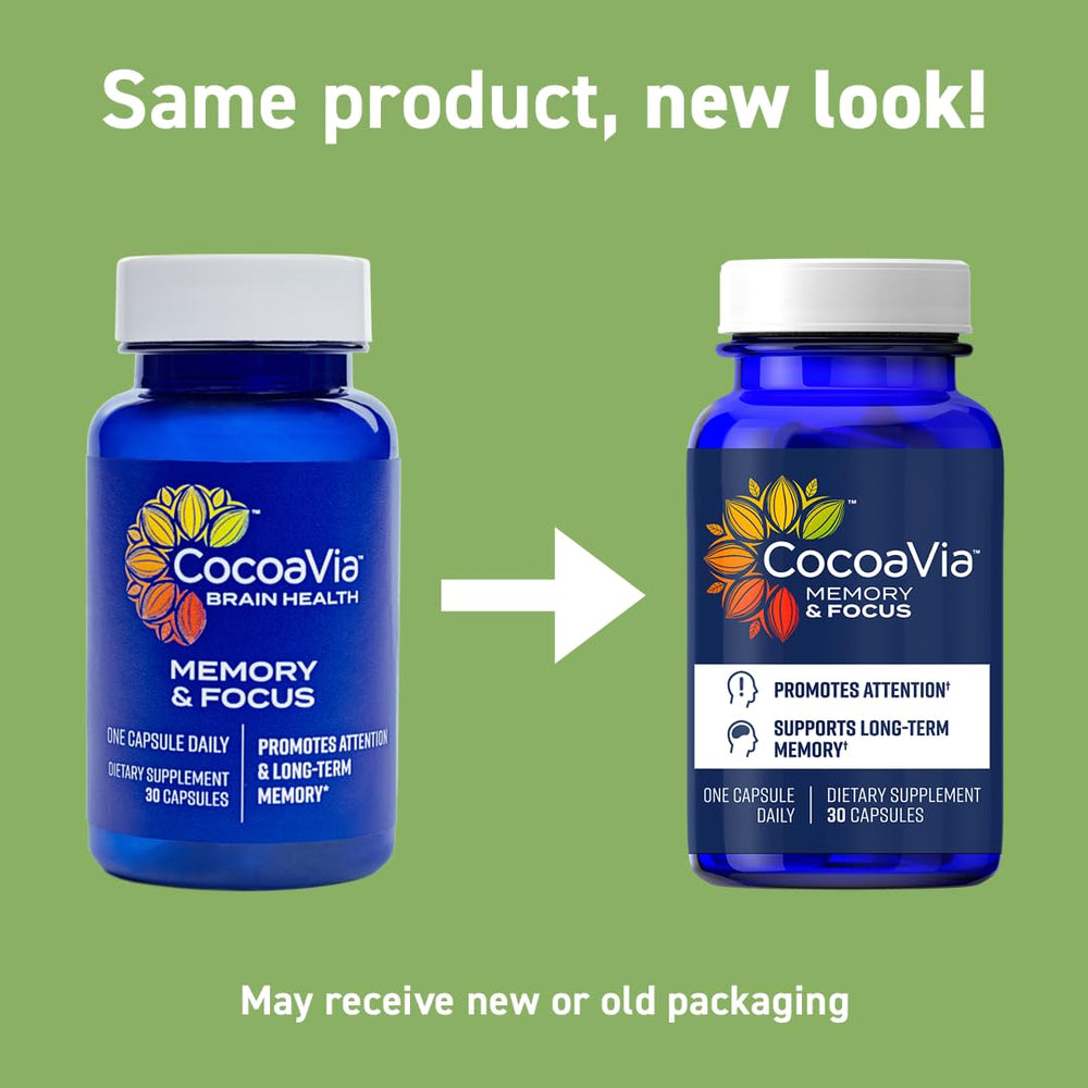CocoaVia Memory & Focus visuals hint at flavanol science behind visual memory support.