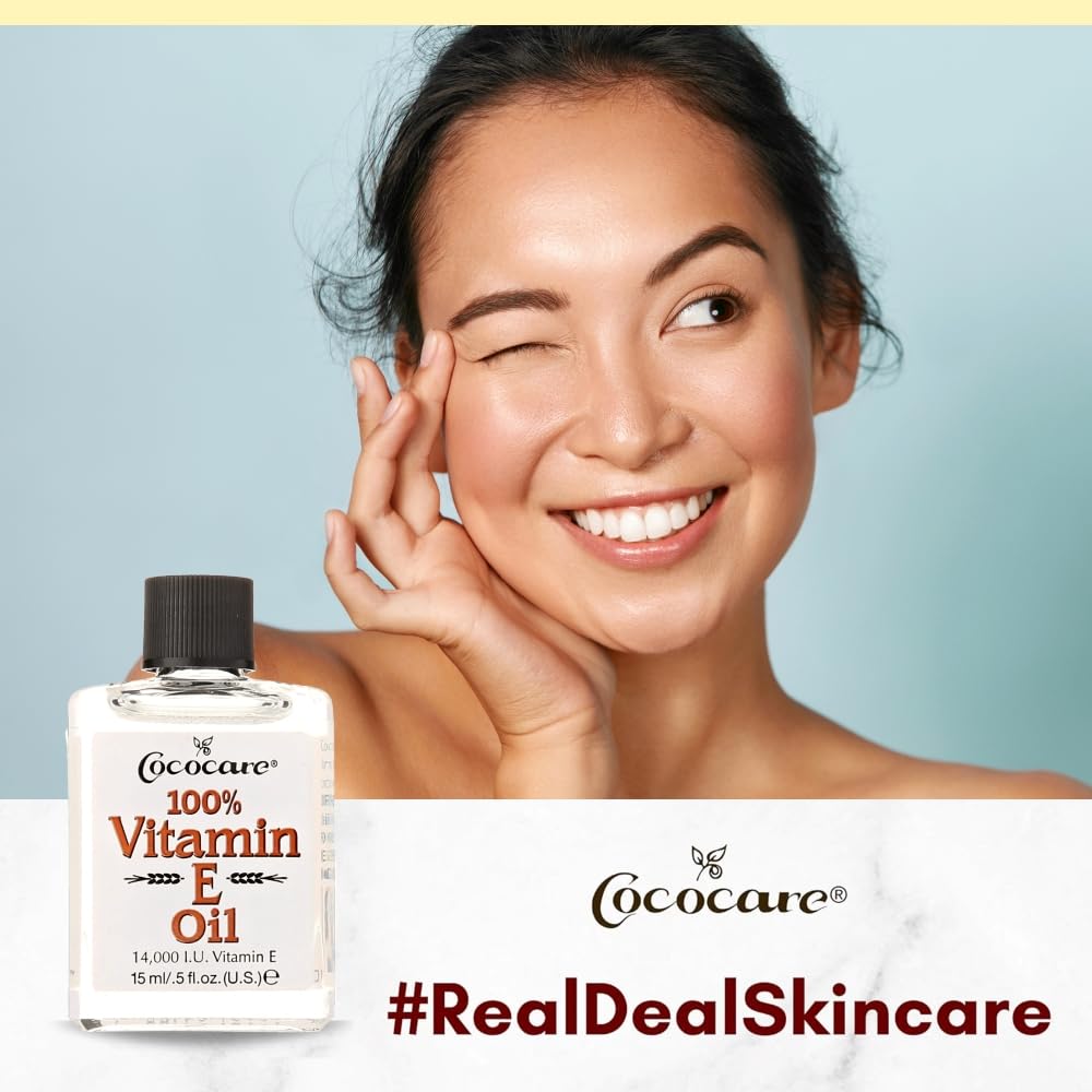 COCOCARE Vitamin E Oil in a bathroom scene ready for daily care