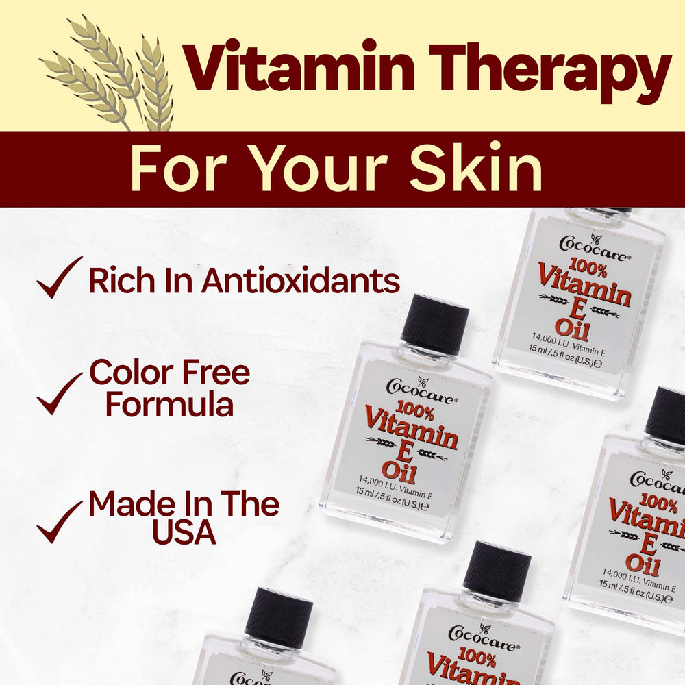 COCOCARE Vitamin E Oil packaging front showing USA-made cruelty-free label
