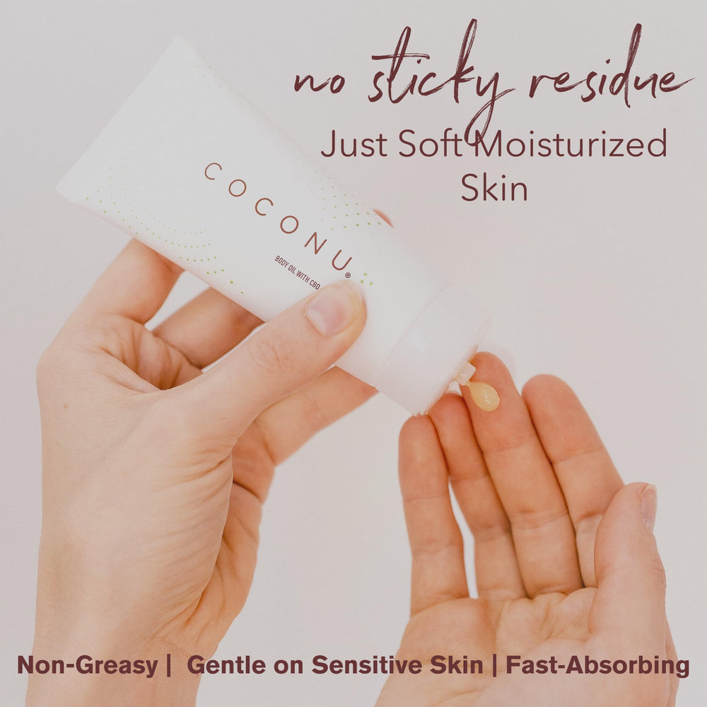 COCONU dry skin nourishment with hemp extract softens and smooths.