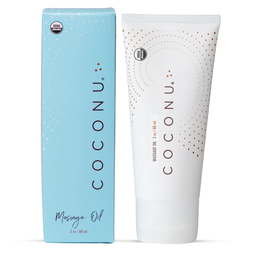 COCONU oil-based massage oil bottle pour for a smooth, mess-free massage