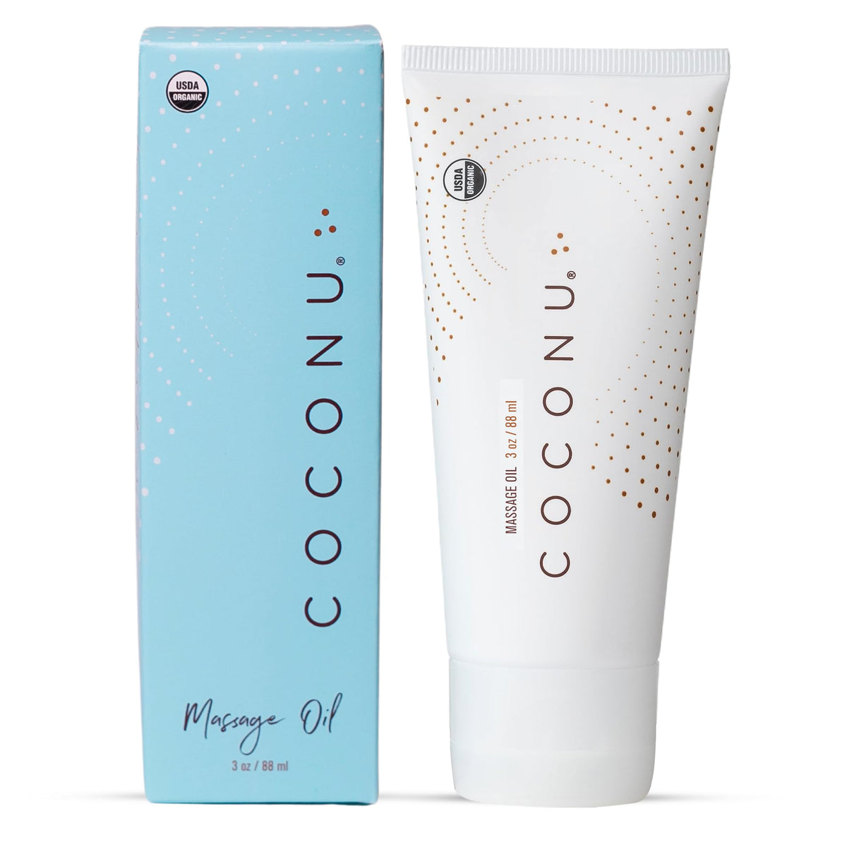 COCONU oil-based massage oil bottle pour for a smooth, mess-free massage