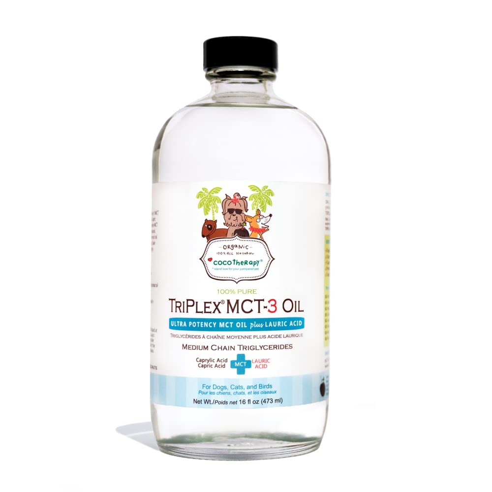 CocoTherapy Triplex MCT-3 Oil bottle front view showing purity.