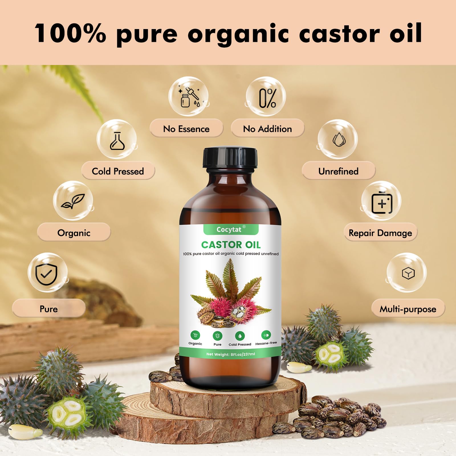 Cocytat Castor Oil Pack Wrap neck image highlights adjustable wrap for comfortable use.