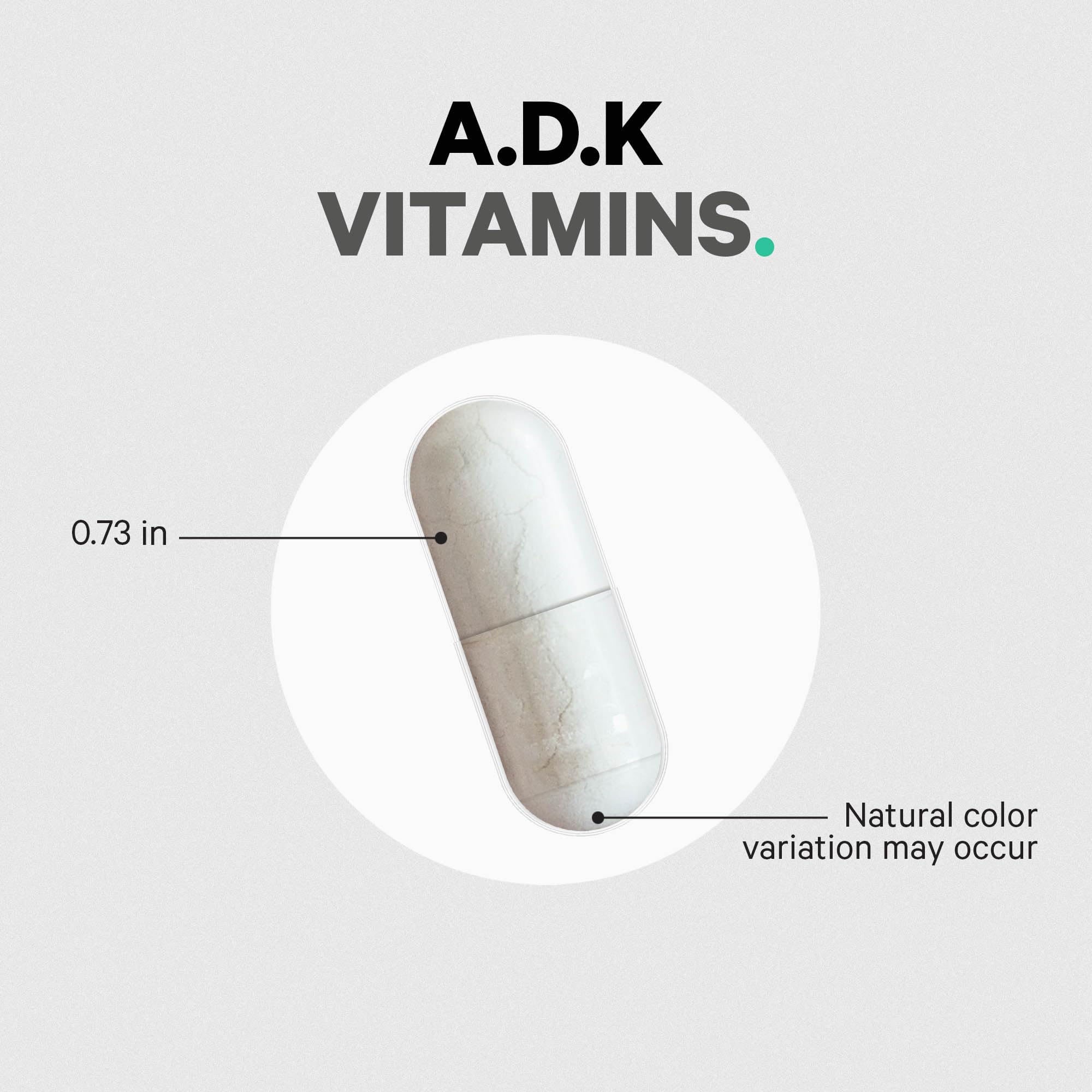Non-GMO and gluten-free seals on Codeage ADK bottle.