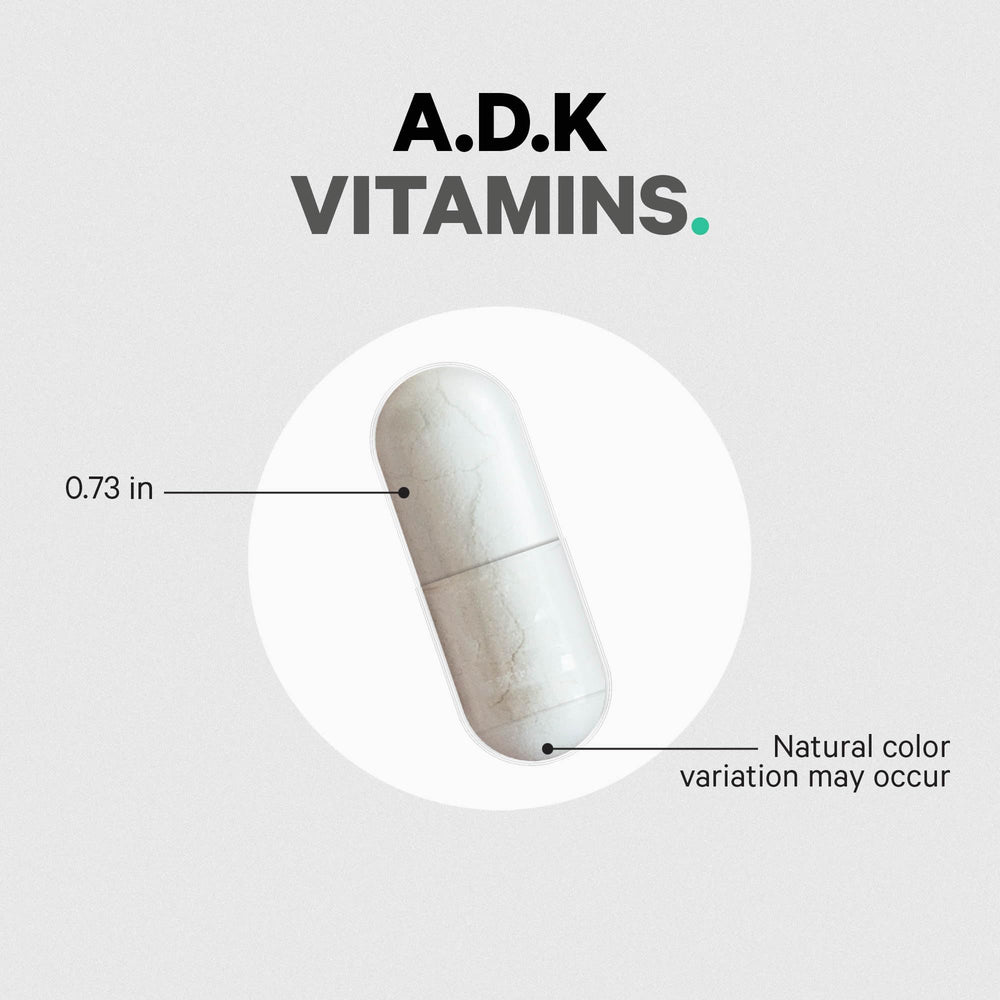 Non-GMO and gluten-free seals on Codeage ADK bottle.