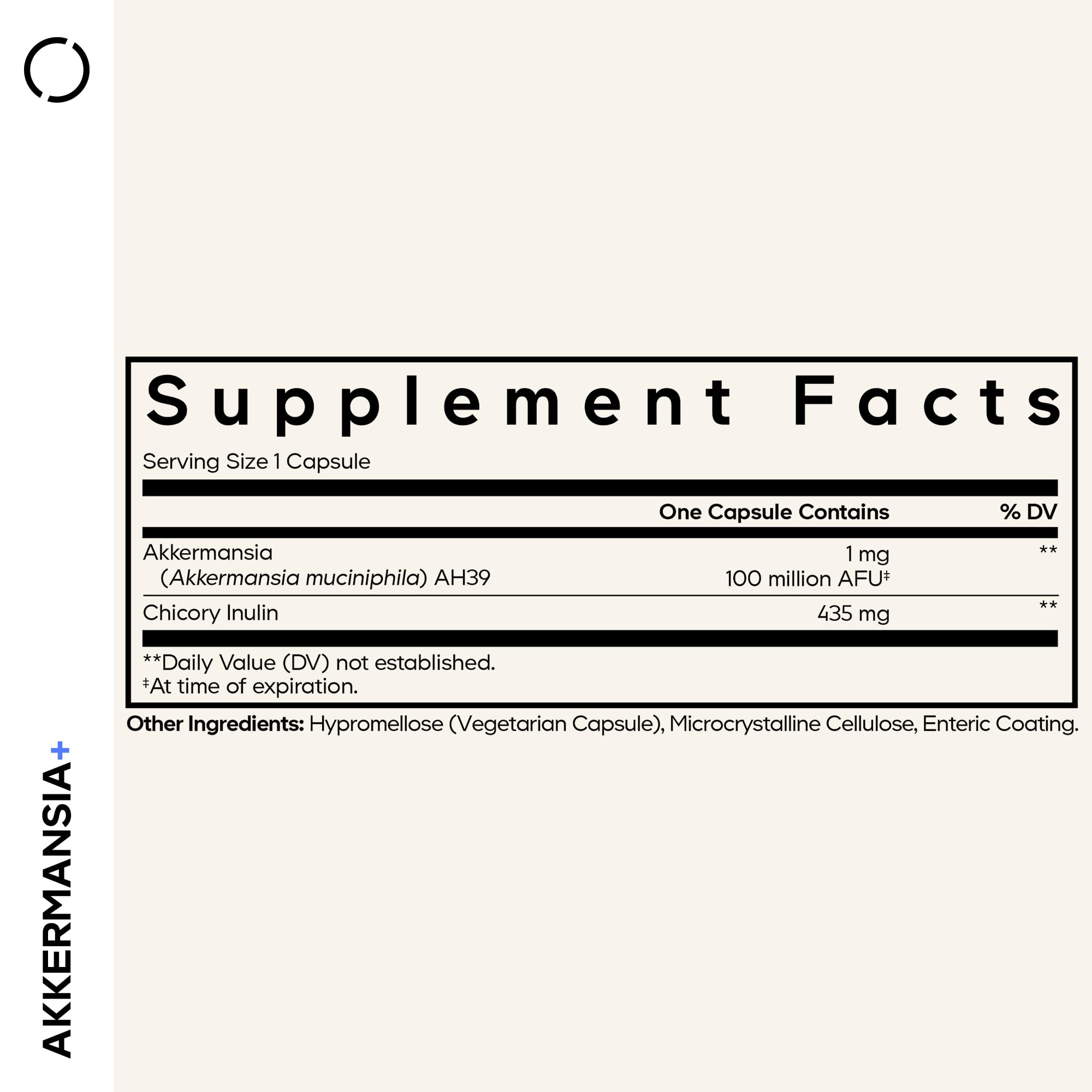 Codeage Akkermansia label highlighting 100 million AFUs