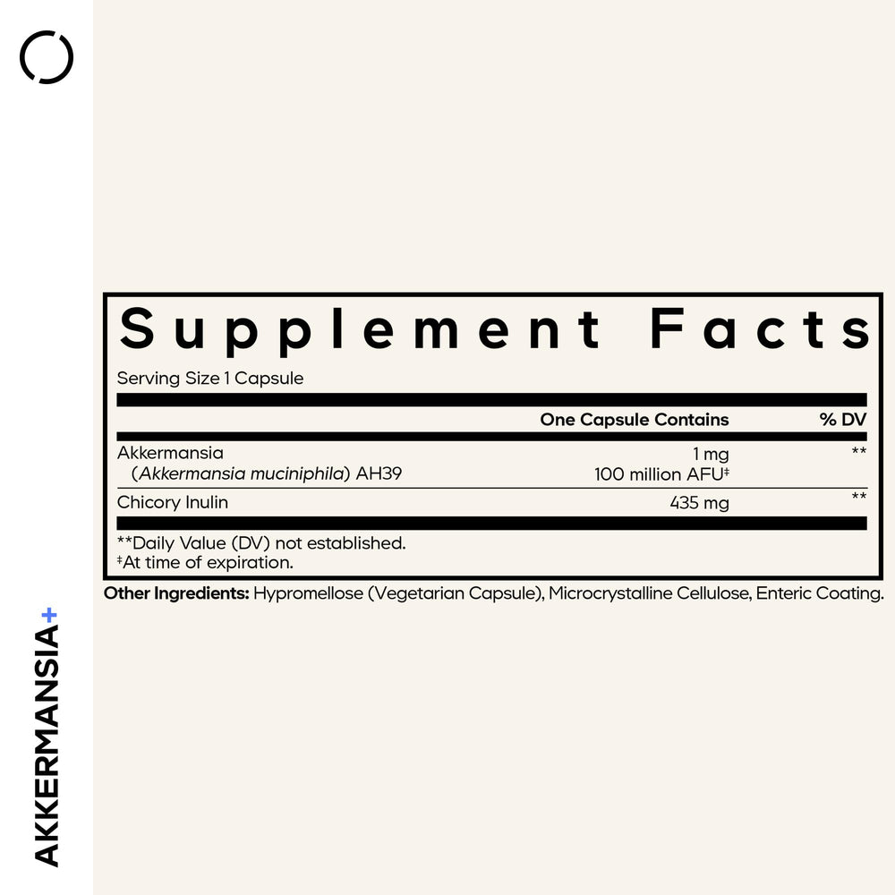 Codeage Akkermansia label highlighting 100 million AFUs