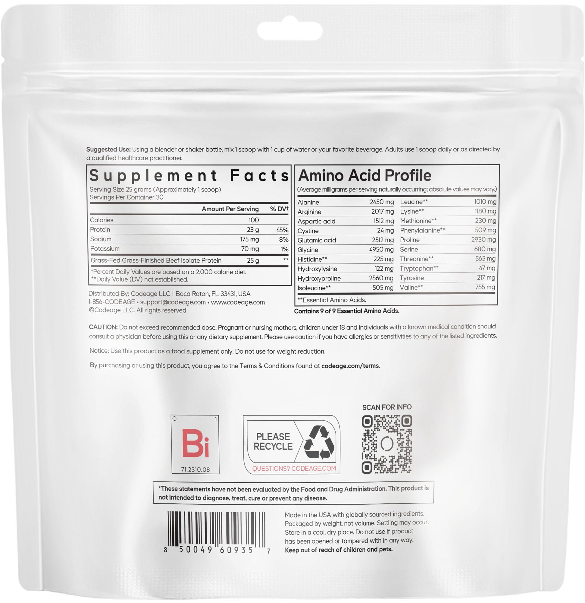 Codeage Beef Isolate gluten-free badge on packaging appeals to diet-conscious shoppers.