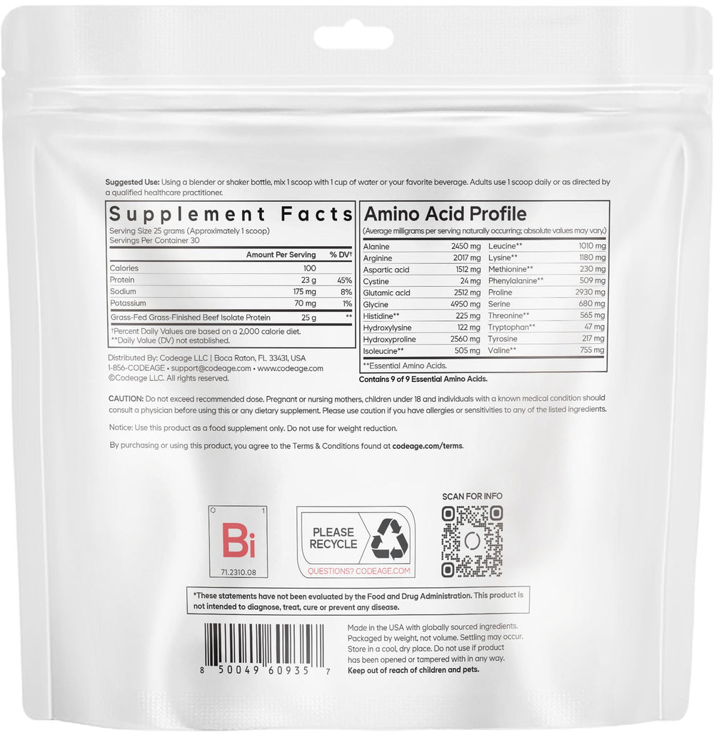 Codeage Beef Isolate gluten-free badge on packaging appeals to diet-conscious shoppers.