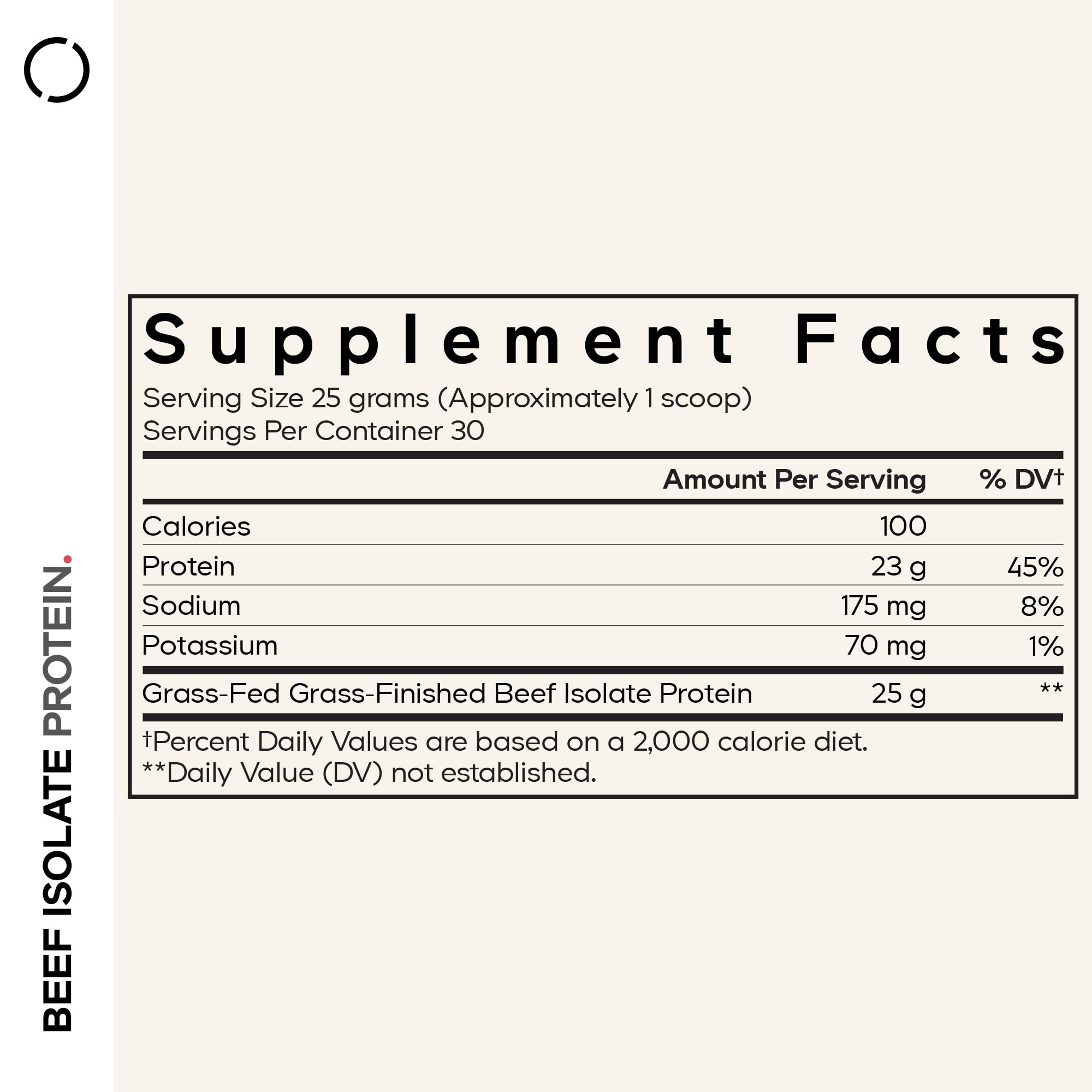 Codeage Beef Isolate powder jar emphasizes high-protein nutrition from grass-fed sources.