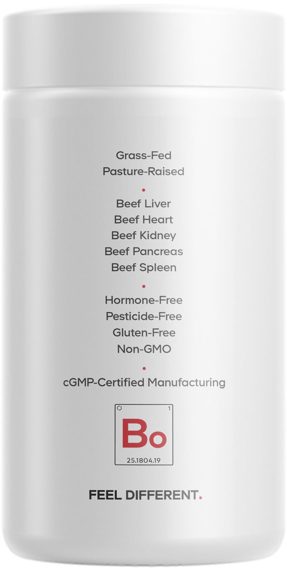 Codeage Beef Organs supplement bottle and capsules arranged for display.