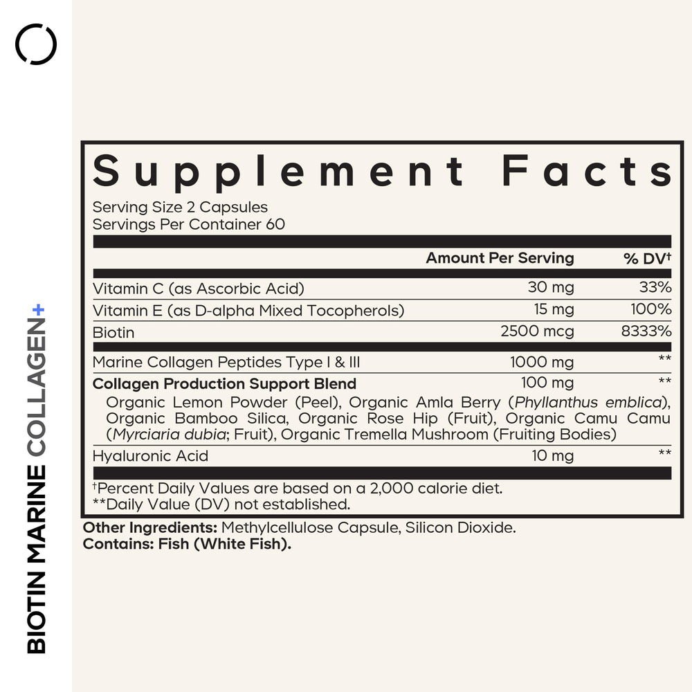 Codeage Biotin Marine Collagen capsules close-up for daily use