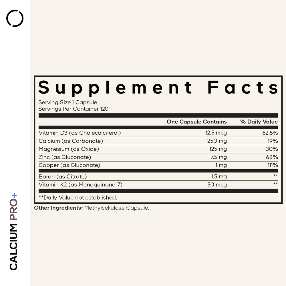 Codeage Calcium Pro+ tablets close-up highlighting the balanced mineral blend