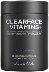 Codeage Clearface bottle front with capsules for daily skin nutrition.