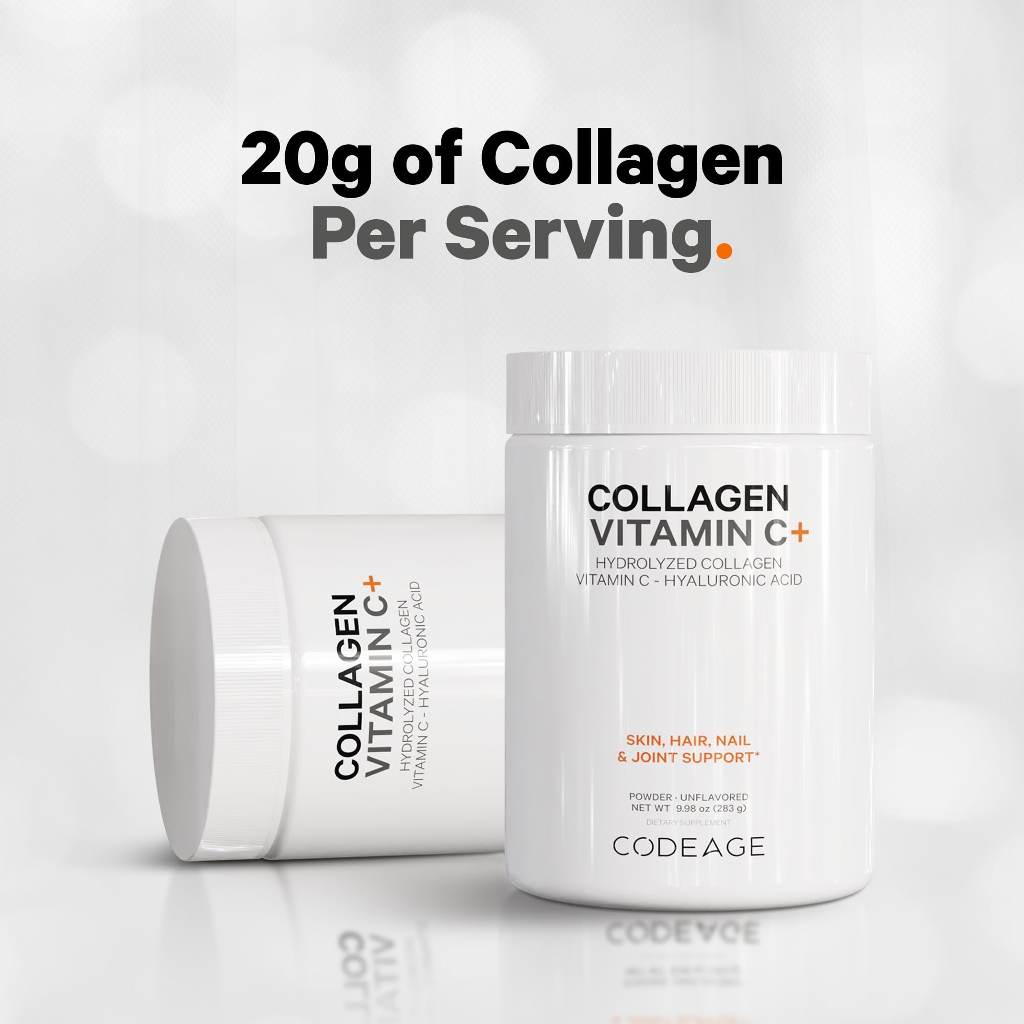 Codeage Collagen Peptides Powder with Hyaluronic Acid supports hydration when mixed in