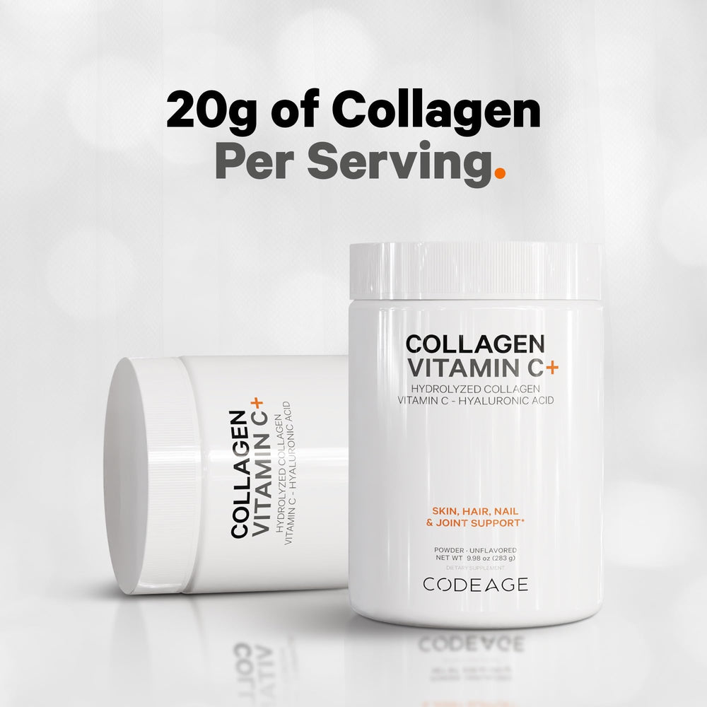 Codeage Collagen Peptides Powder with Hyaluronic Acid supports hydration when mixed in