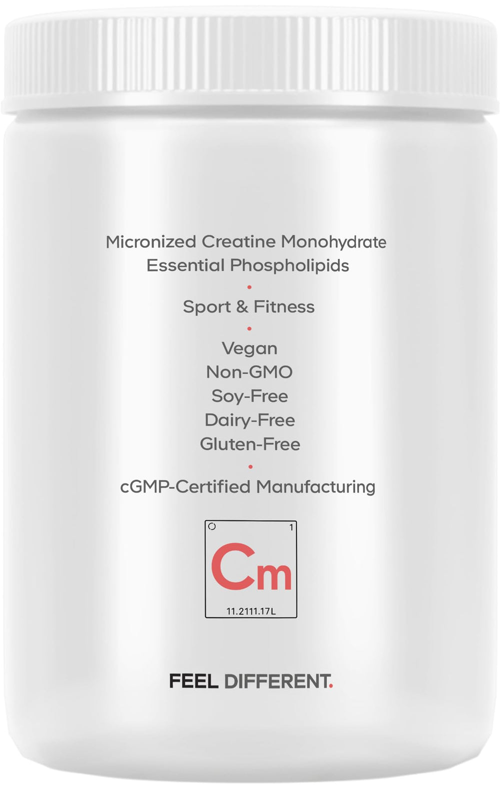 Codeage liposomal creatine powder label with clear nutrition facts.