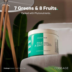 Codeage Five a Day greens blend featuring broccoli, spinach, kale