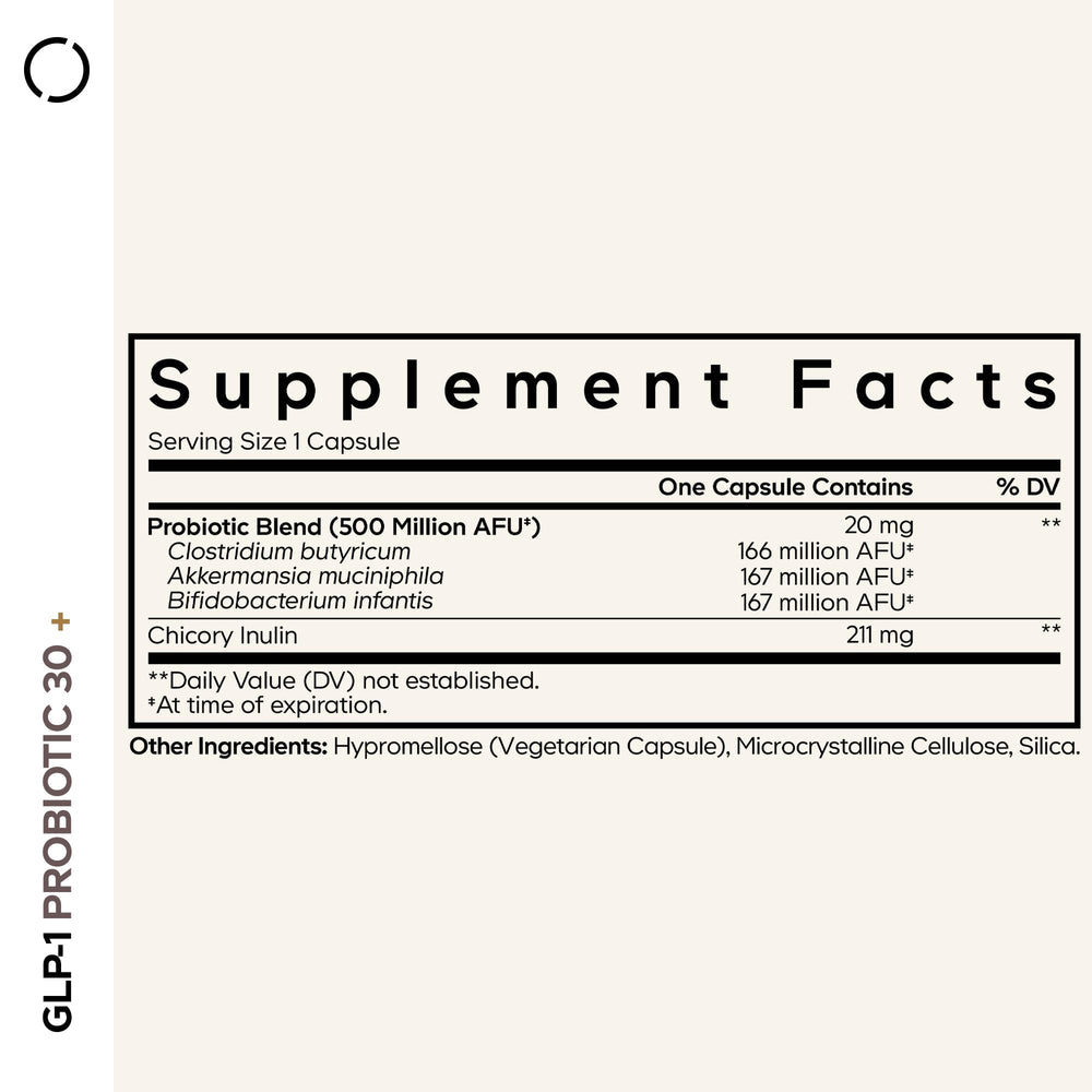 Codeage GLP-1 Probiotic+ capsule inside view highlights convenient one-capsule servings.