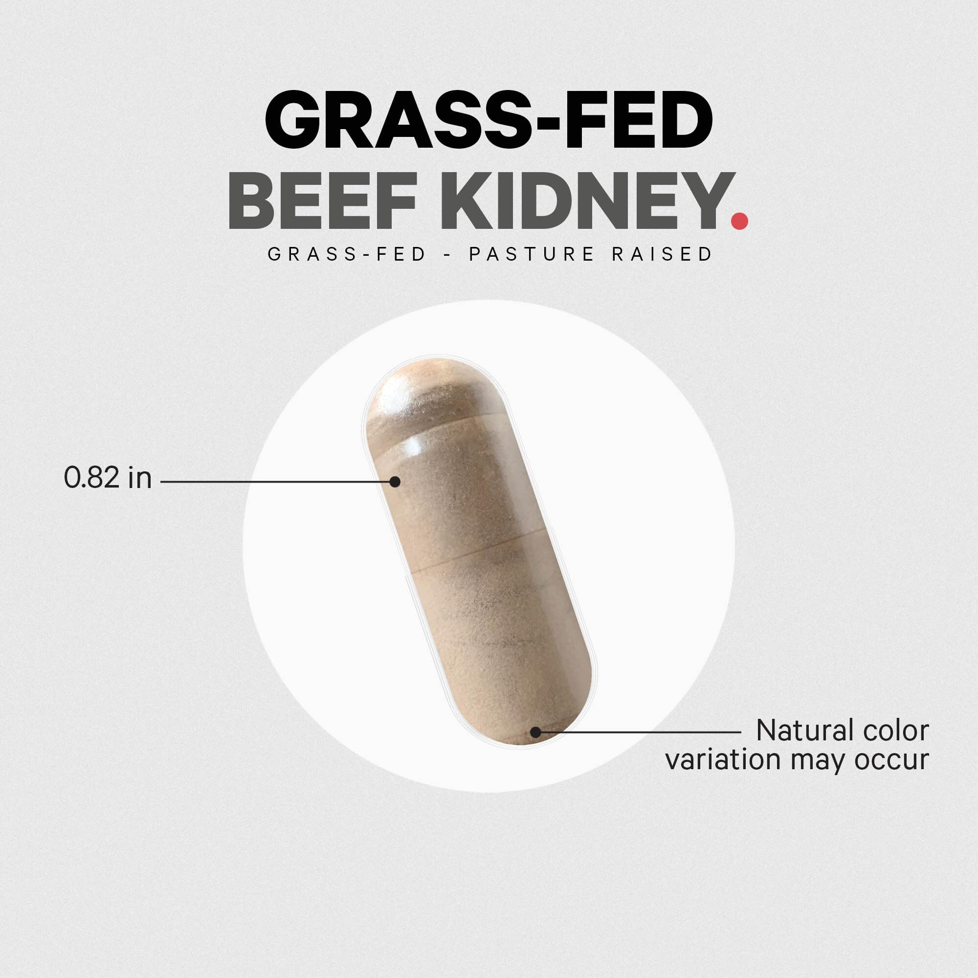Codeage Grass-Fed Beef Kidney dietary icons indicate allergen-free, non-GMO options