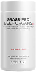 Codeage Grass-Fed Beef Organs liver capsule bottle, nutrient-rich and pure.