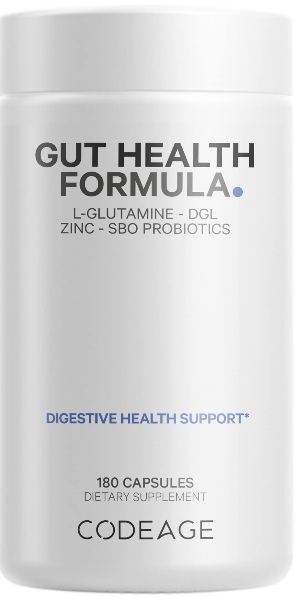 Codeage Gut Health Formula bottle with 60 vegan capsules for ongoing support