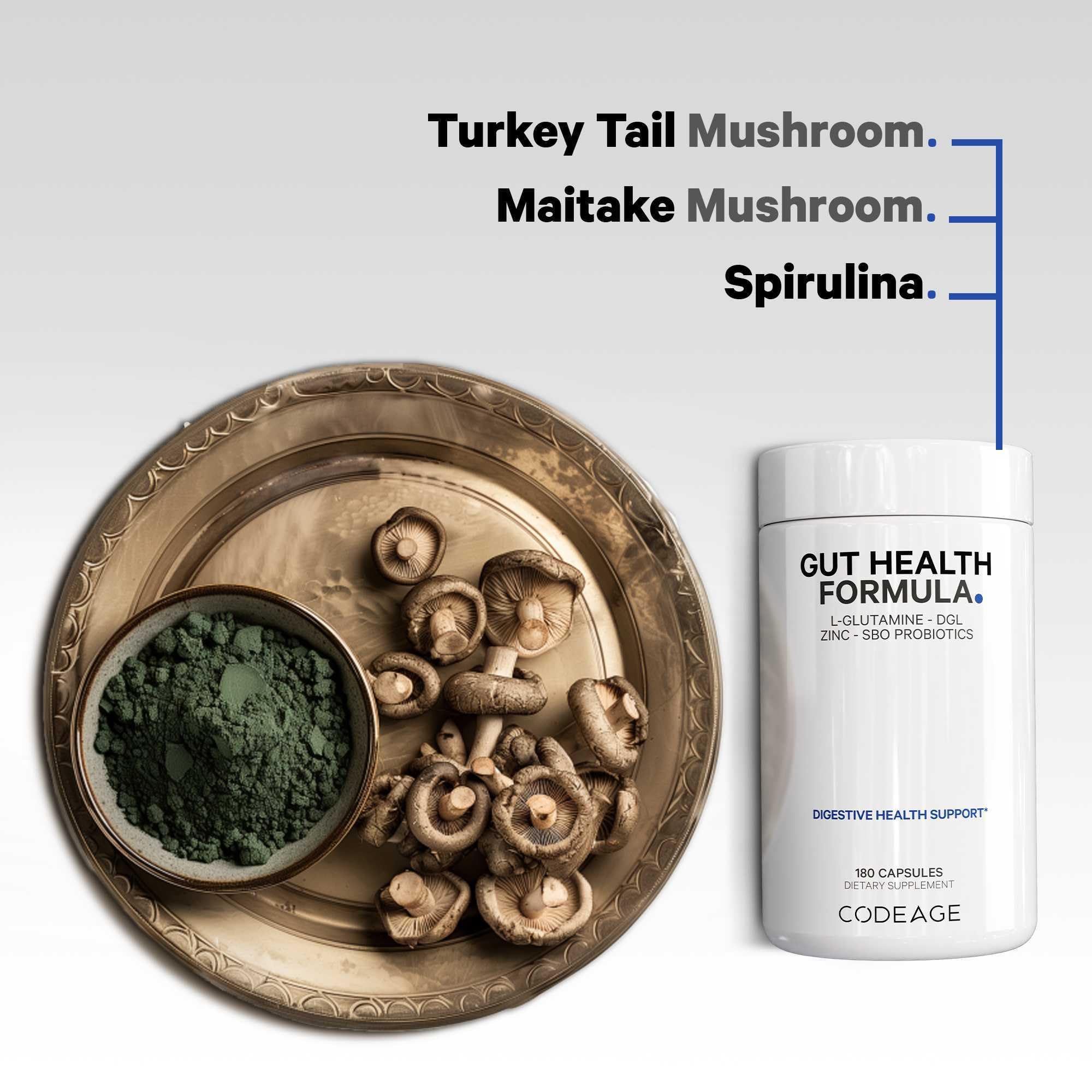 Codeage Tonic Mushroom bottle showing adaptogenic blend for daily vitality