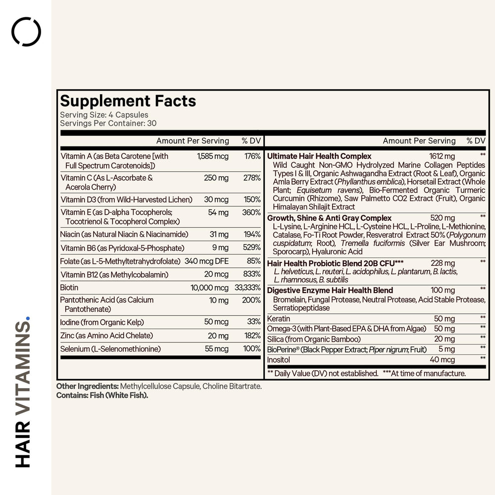 Codeage Hair Vitamins capsules closeup highlighting biotin support